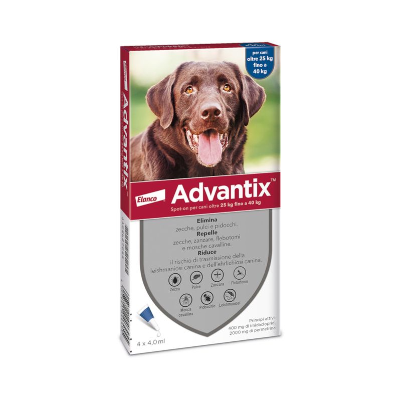 advance 25 a 40 ADVANTIX DA 25 A 40 KG 4 PIPETTE - immagine 1